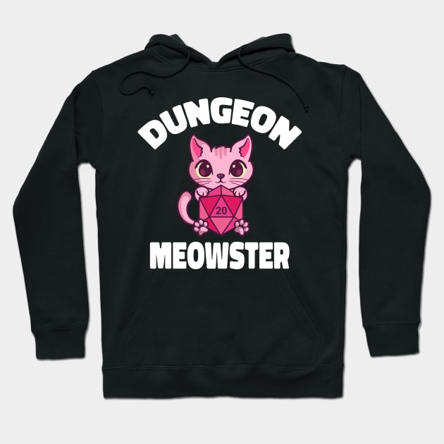 Dungeon Meowster Cat Tabletop Polyhedral Hoodie by Delightful Designs